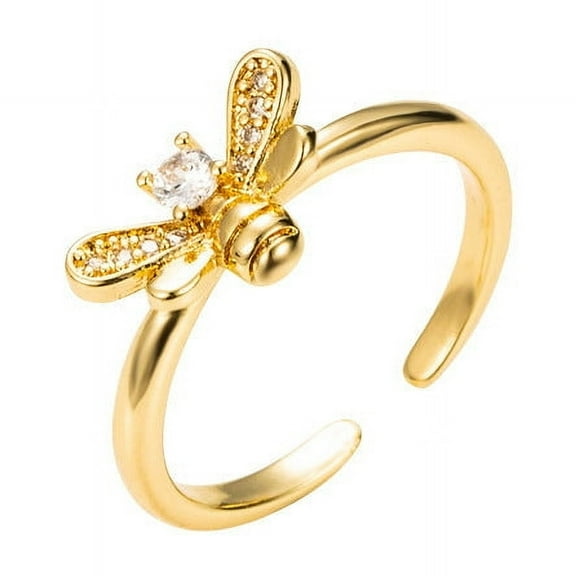 Ins Cold Style Golden Bee Fishbone Ring For Women