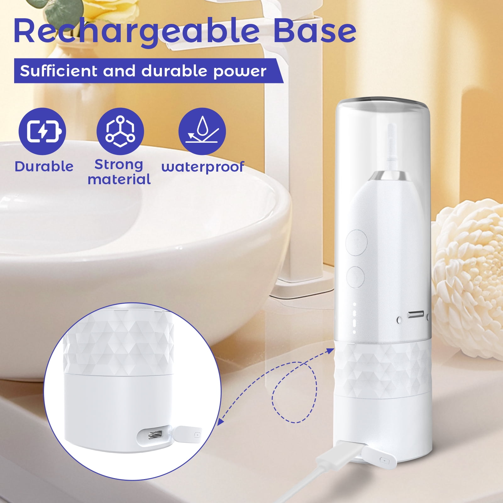 Vongem Portable Water flosser with Electric Toothbrush, 2 in 1 Oral Teeth Cleaning Kit, Electric Toothbrush and flosser Combo, Water Flosser for Travel and Home(White)