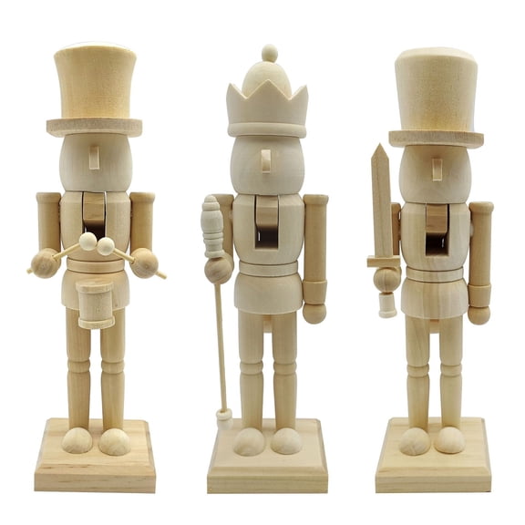 Christmas Nutcrackers King Soldier Unpainted Crafts Wood Puppet Figure Unfinished Nutcrackers Table Decorations Ornament