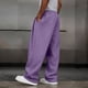 thumbnail image 5 of Amzcrzy Pantalones Deportivos Hombre Clásicos Color Liso Cintura Alta Elástica Cordón Pierna Recta Holgados Anchos Cómodos Con Bolsillos Tallas S-2XL Morado, 5 of 7