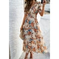 thumbnail image 3 of YNIQUE Women's Casual Dress Deep V-Neck Short Sleeve Chiffon Elegant Long Dresses, 3 of 7
