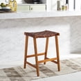 thumbnail image 4 of SAFAVIEH Abreu Rectangle Backless Counter Stool, Cognac/Nautral, 4 of 11