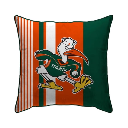 Green Miami Hurricanes 18'' x 18'' Large Stripe Decorative Throw Pillow
