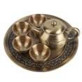 thumbnail image 4 of Juego de tetera de 6 uds., diseño de orquídeas de latón, delicado juego de tazas de té Vintage para sala de estar y oficina, 4 of 5