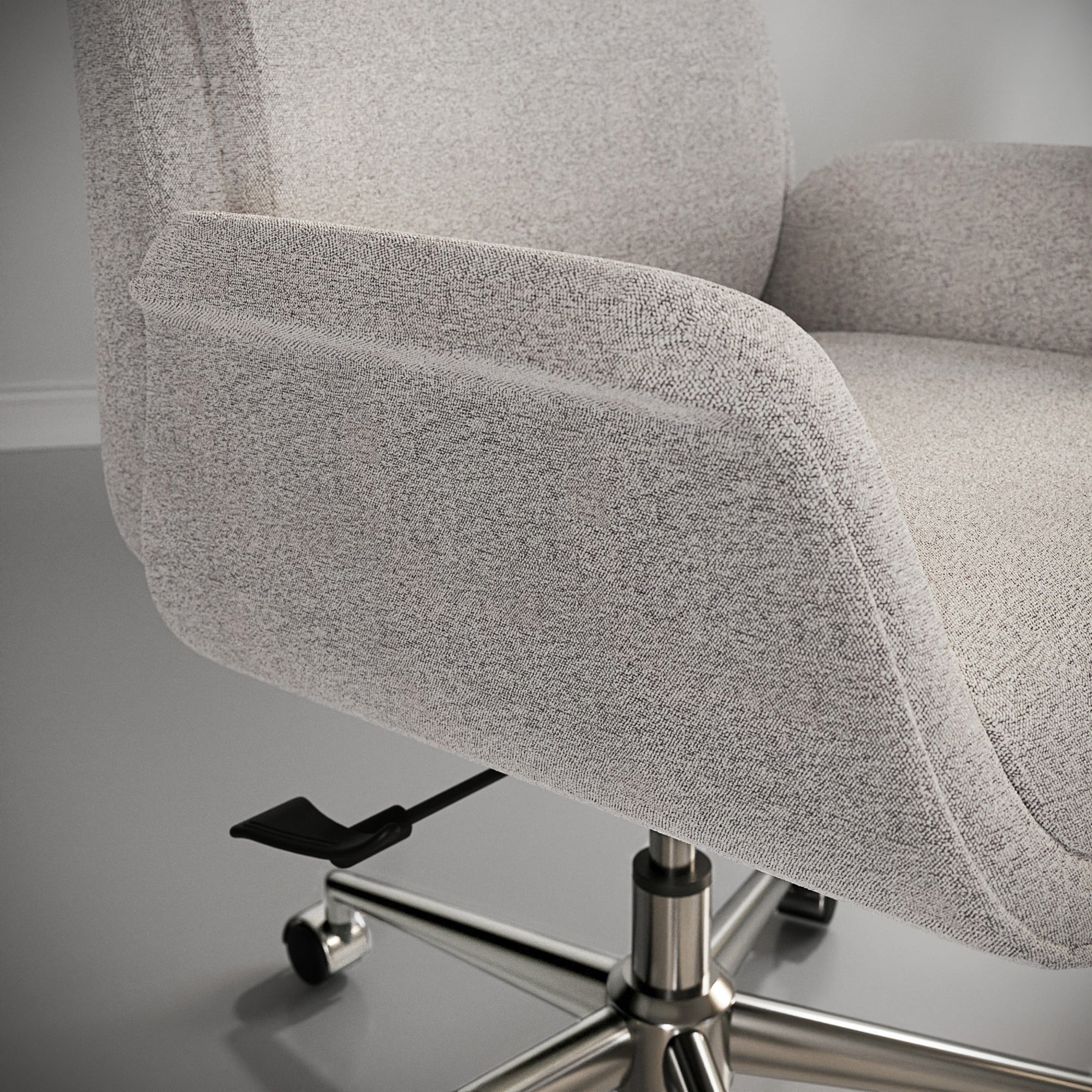 Realspace® Modern Comfort Pizana Bouclé Fabric High-Back Executive Office Chair, Light Sand/Brushed Nickel, BIFMA Compliant