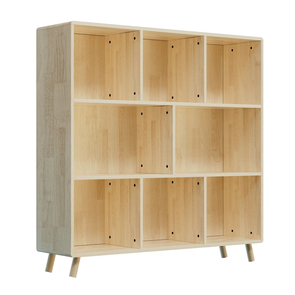 LUMAMIN 8-Compartment Storage Cabinet, Pine Wood 8 Cube Organizer Bookcase, Simple Storage Bins Container Bookshelf Open Shelf  for Living Room, Bedroom, Natural