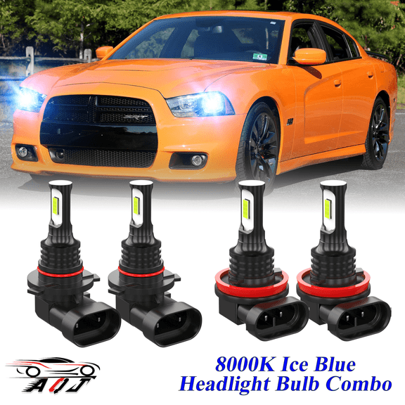 8000K Ice Blue LED Headlight Bulbs Combo Kit For Dodge Charger 2011 2012 2013 2014