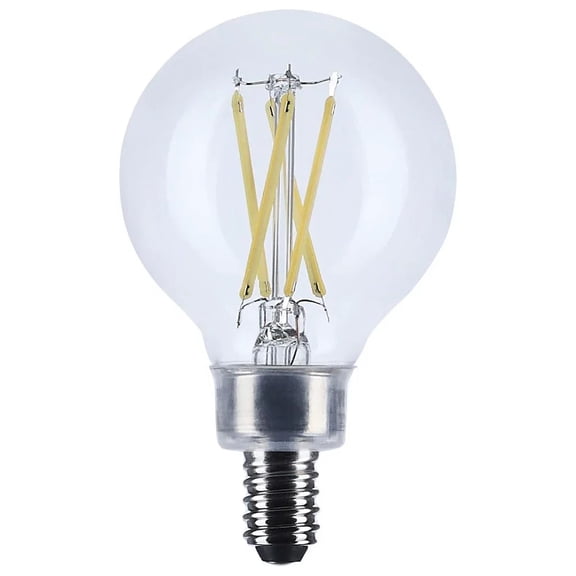 Satco S12478 G16.5 Globe LED Filament Light Bulbs 5.5W 120V 5000K 90 CRI E12 Candelabra Base Dimmable WET Location (6 Pack)