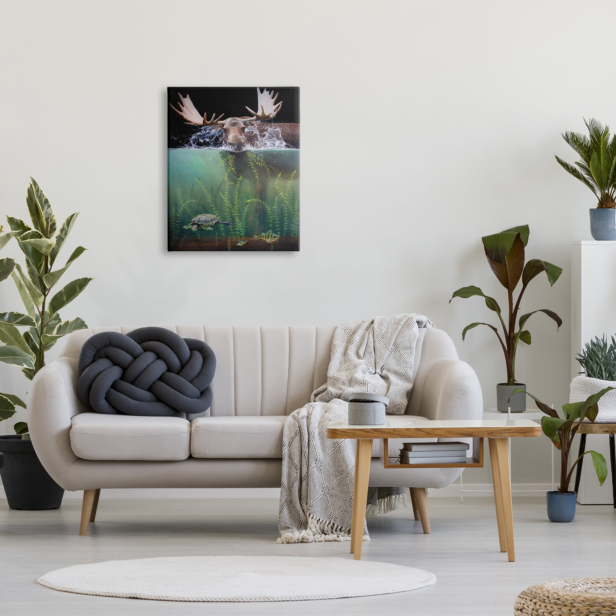 Stupell Industries Moose Underwater View Animals & Insects Painting Gallery Wrapped Canvas Art Print Wall Art, 24 x 30