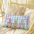 thumbnail image 4 of Easter Bunny Gnomes Pillow Covers, Linen Long Throw Pillow Case, Spring Easter Eggs Floral Blue Plaid Holiday Pillow Protector Decorative Cushion Cover for Living Room/Bedroom 12" x 20", 4 of 8