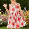 thumbnail image 2 of NAISIBABY Girls Casual Dresses, Sleeveless Cute Graphic Summer Crewneck Kids Flare Sundress Red Size 3, 2 of 6