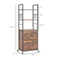 thumbnail image 3 of DeeHome Vinsetto 2 Drawer Mobile File Cabinet with Lock & Hanging Bar, Rustic Brown, 3 of 9