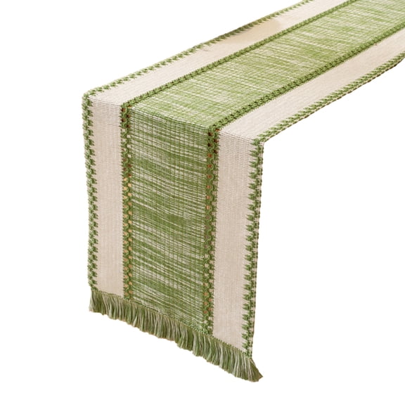 OIUR Boho Table Runner Color Block Table Runner with Tassels Farmhouse Table Runner for Kitchen Dining Table Dresser Home Decor