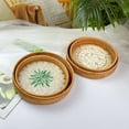 thumbnail image 4 of Neinkie Hand-Woven Round Rattan Serving Tray Ottoman Wicker Platter for Breakfast, Drinks, Snack, Bread, Fruit, Vegetables for Coffee Table, Home Decorative, 4 of 7