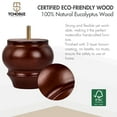 thumbnail image 3 of TCHOSUZ 4 inch / 9cm Wooden Furniture Legs, Pack of 4 Brown Solid Wood Turned DIY Replacement Bun Feet with M8 Hanger Bolts & T-Nuts or Sofa Couch Cabinet Recliner Ottoman Riser, 3 of 6