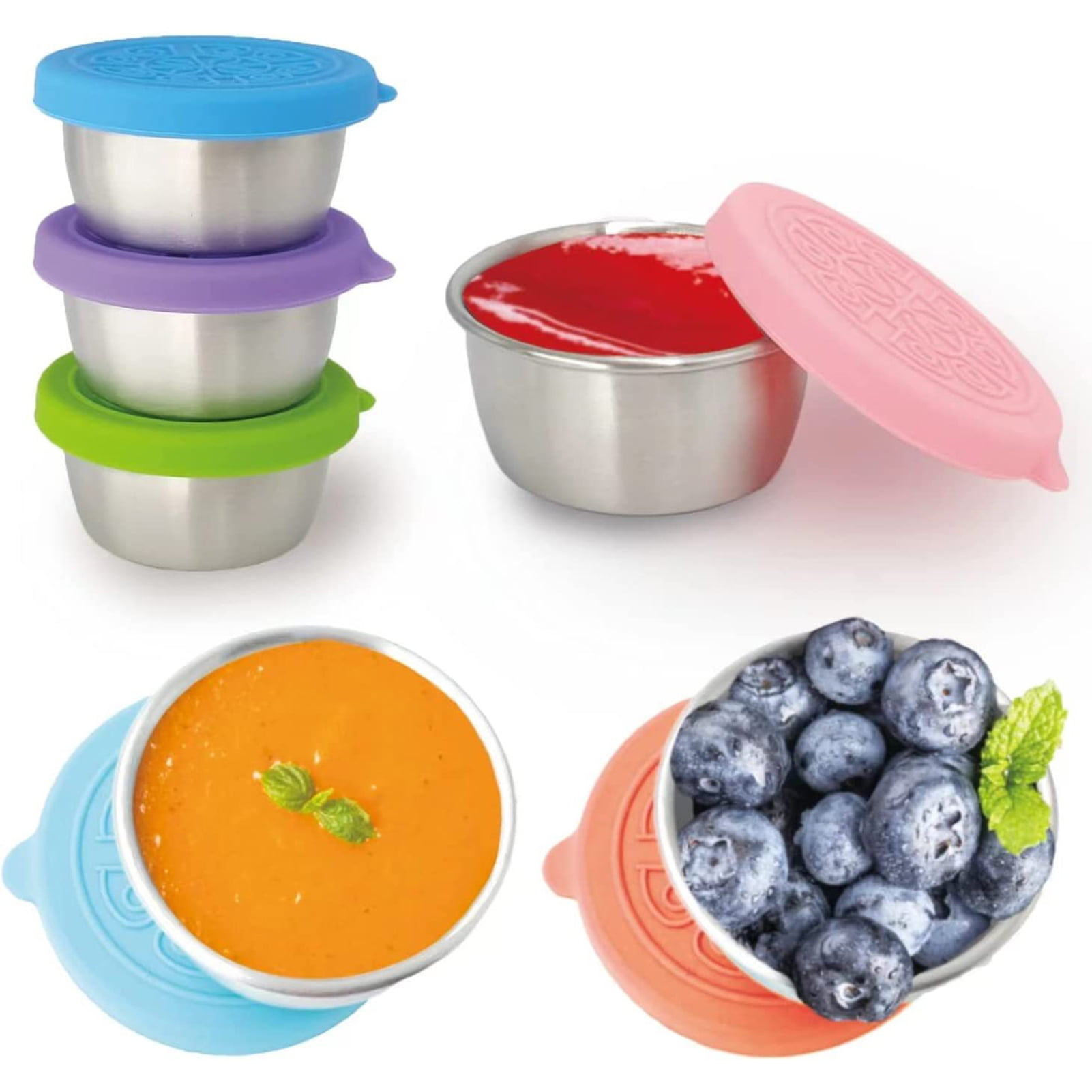 Farfi 50ml Dipping Sauce Cup Good Sealing Easy to Carry Leakproof  Convenient Anti-rust Dipping Sauce Portable Reusable Sauce Container with  Silicone