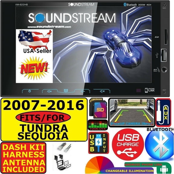 FITS 07-16 TUNDRA-SEQUOIA TOUCHSCREEN BLUETOOTH USB SD AUX CAR RADIO STEREO PKG