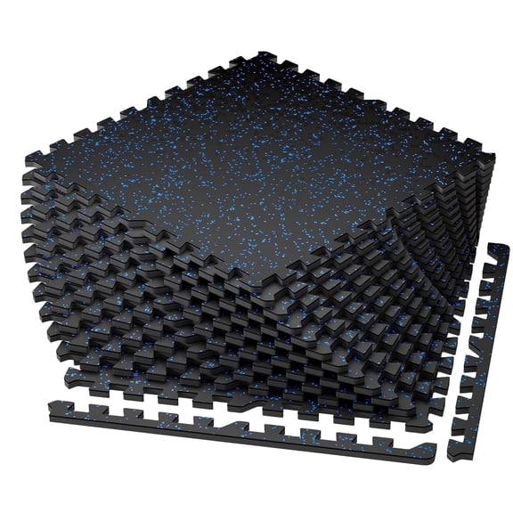 Amadwell 12Pcs Interlocking Workout Mats, 0.56" Thick Rubber Top EVA Foam Gym Flooring, 48 Sq Ft High Density Protective Tiles for Home Gym & Exercise