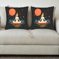 thumbnail image 3 of Serene Meditating Figure on Flower Throw Pillow Covers - Set of 2 18x18in Perfect for Couch Bed or Car - Mystical Nature Design, 3 of 8