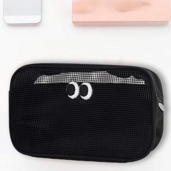 Makeup Bag Travel,Toiletry Bag Puffy Padded Make Up Bags For Women Makeup Organizer Case,Wide Open Pouch Purse Travel Essentials Toiletries Accessories Brushes Cute Big Eyes Mesh Wash