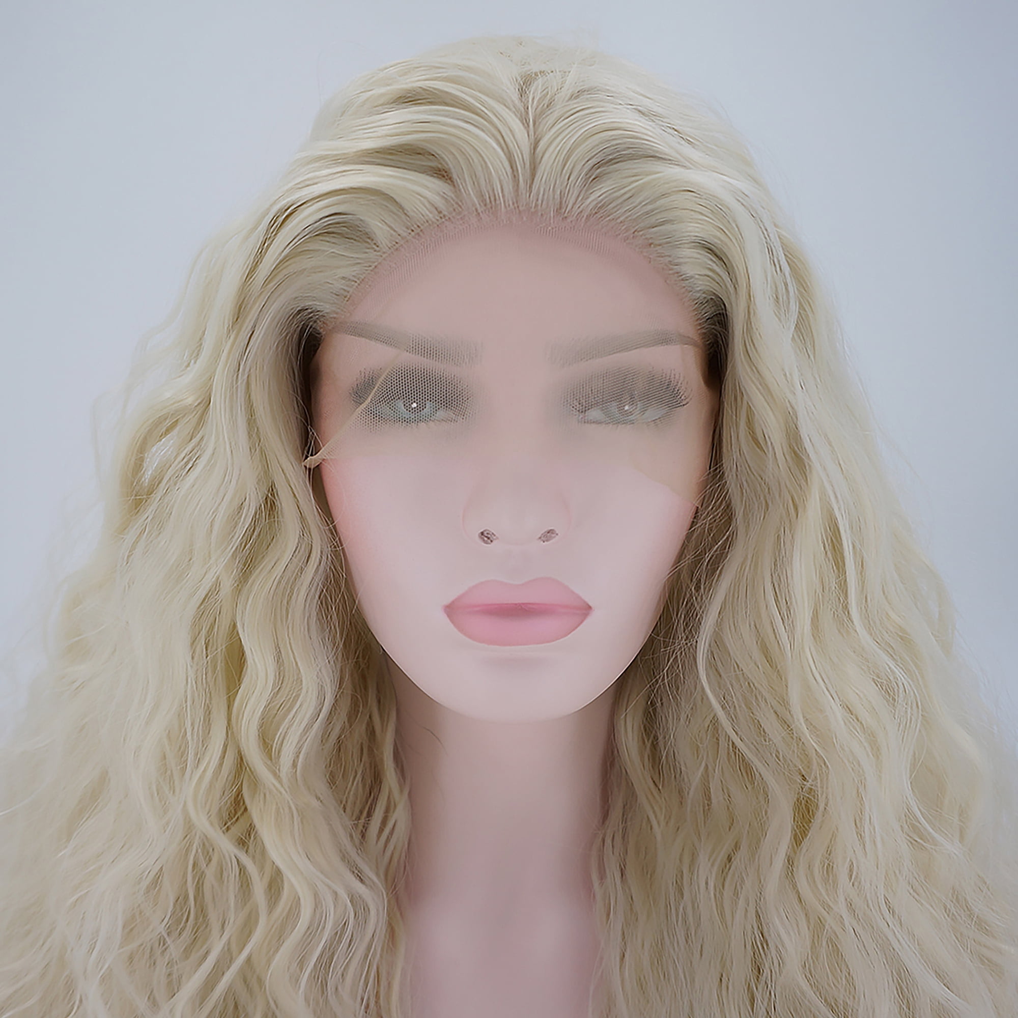 Unique Bargains Lace Front Lightweight Wigs Long Water Wave for Women Blonde