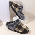 thumbnail image 5 of Bibifish Mens Womens Plush Slippers Plaid Print Closed‑Toe Plush Flat Sole Winter Indoor Warm Fleece House Slippers, 5 of 7