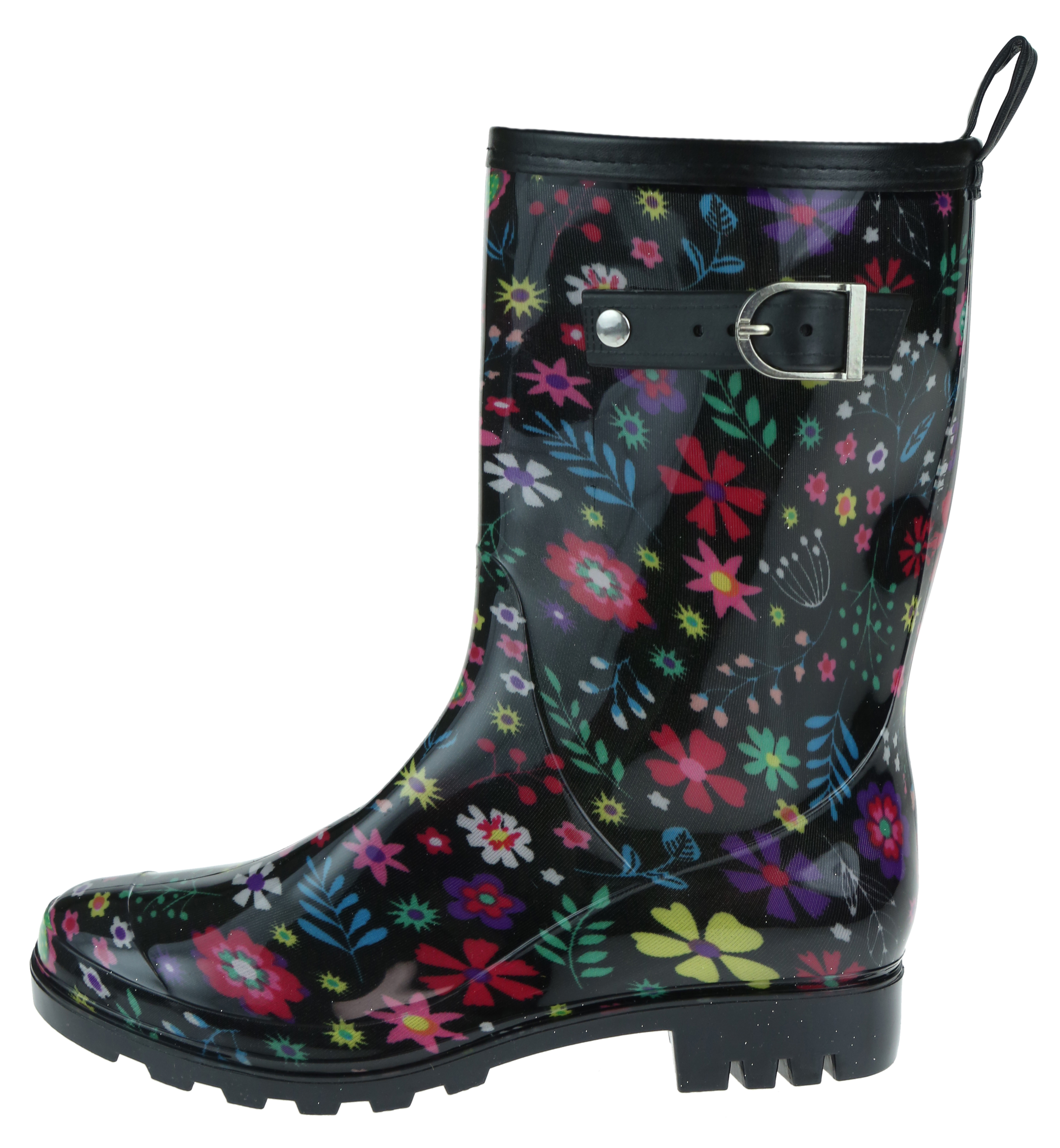Shiny floral Printed Jelly Mid Calf Women Rain Boot