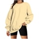 thumbnail image 2 of ICHUANYI Clearance Fashion Woman Long Sleeve Round Neck Loose Sweatshirt Solid Blouse Tops(Beige, S) ICHUANYI WER2023080903916, 2 of 6