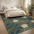 thumbnail image 2 of ODIKA 8'x10' Green Muted Elegance with Floral Accents Washable Area Rug Vintage Inspired Botanical Design, Perfect for Any for Dining Room, Large Office, Lounge, Non-Slip Chair-Friendly Mat, 2 of 6