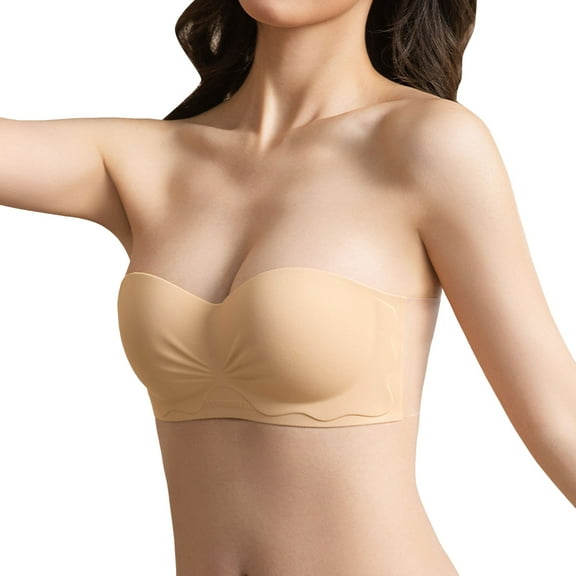 XIYON Bras For Women Strapless Bra For Female Non Slip Push Up Wire Comfort Lift And Support Droop No Show Bandeau Bra Comfortable