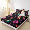 thumbnail image 3 of Manfei Gradient Pumpkin Witch Hat Bed Sheets 4-Piece, Halloween Ghost Spider Bat Full Size Sheets, Pink Blue Yellow,1 Fitted Sheet, 1 Flat Sheet and 2 Pillowcases, 3 of 5