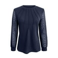 thumbnail image 4 of BUIgtTklOP Women's Waffle Knit Tops Dressy Business Casual Blouses Lace Long Sleeve Work Shirts Fall Clothes, 4 of 5