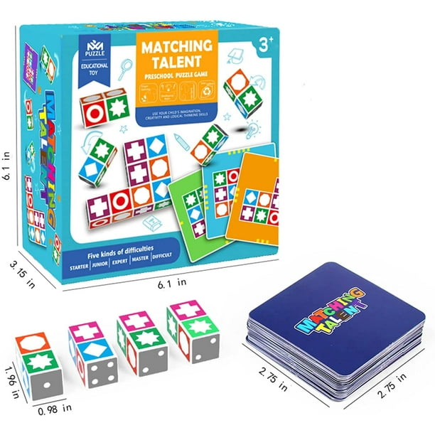 Jeux de Puzzle en Bois Match Jeux de Société de la Famille pour la Nuit de  la Famille, Puzzle Cube de Construction Jeu de Mémoire Jouet Éducatif pour