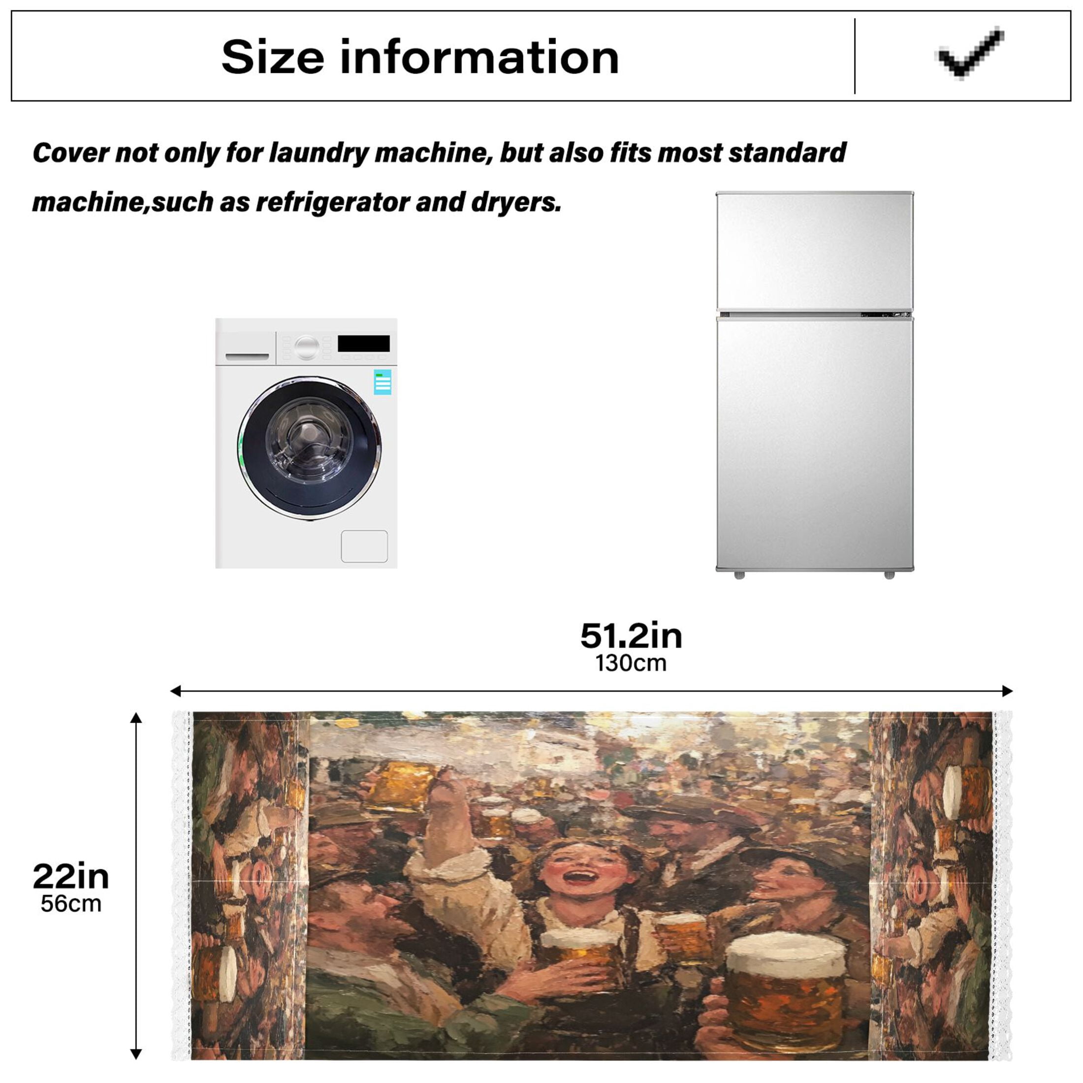 Beer FestivalWasher and Dryer Covers Dust-Proof and Oil Resistant Fridge Cover with 4 Storage Pockets Washing Machine Top Cover for Laundry Kitchen Home 51.2 x 22 In
