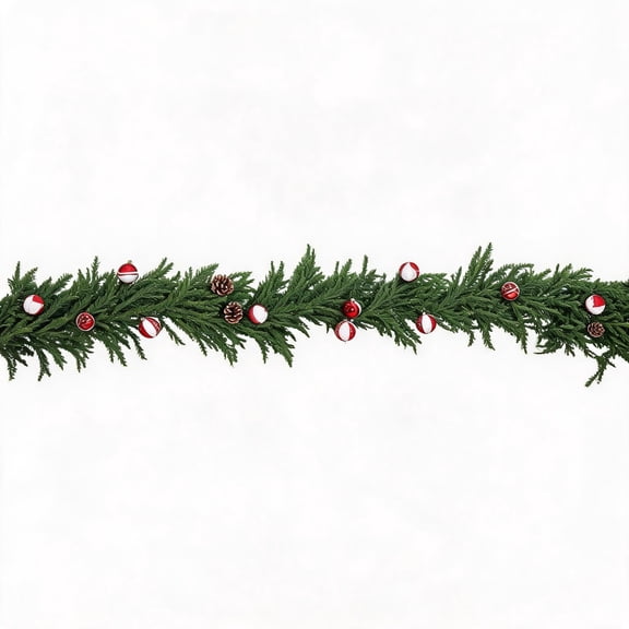 Artificial Greenery Christmas Garland, Realistic PE Flexible Leaf Garland, Reusable Indoor Holiday Decor for Mantel, Stair Railing, Home & Party Decoration