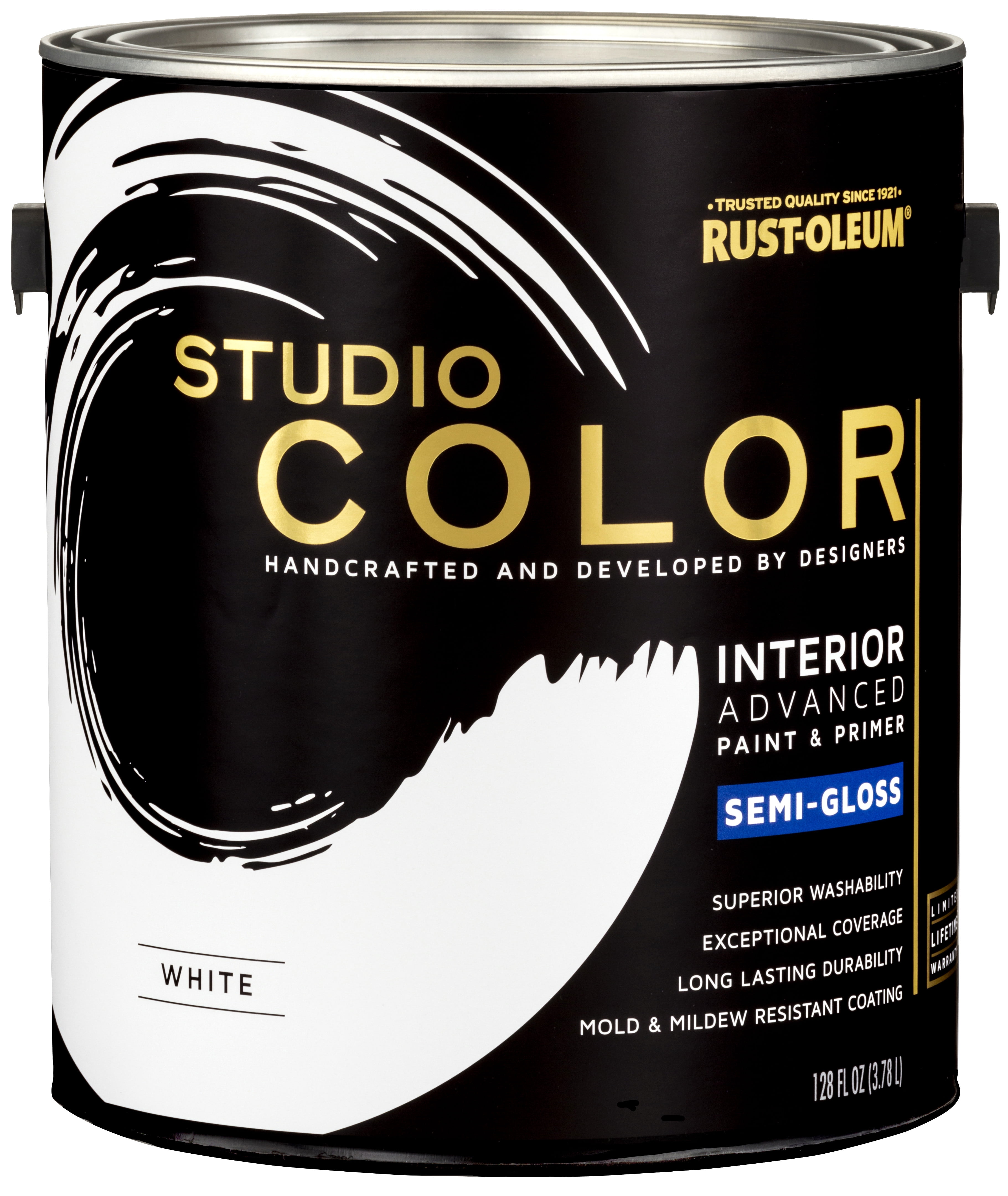 White, Rust-Oleum Studio Color Interior Paint + Primer, Semi-Gloss Finish, Gallon