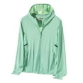 thumbnail image 2 of Qulqfy Women's Green Jackets Nylon Sun Protection Lightweight Workout Jackets Womens Zip Up Tops with Thumb Holes L, 2 of 3