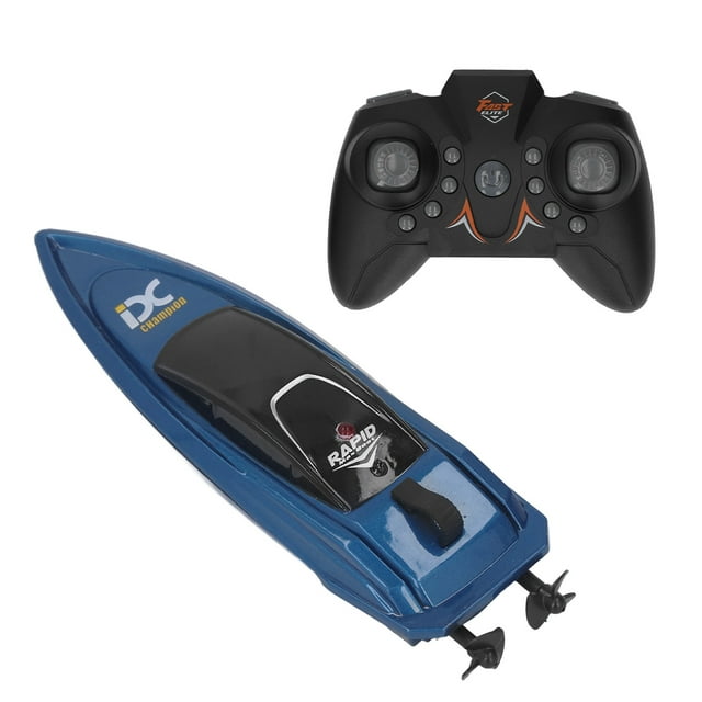 Barco de control remoto de 2,4 G, barco de juguete eléctrico de alta velocidad USB, mini lancha de control remoto a prueba de agua, juguete azul