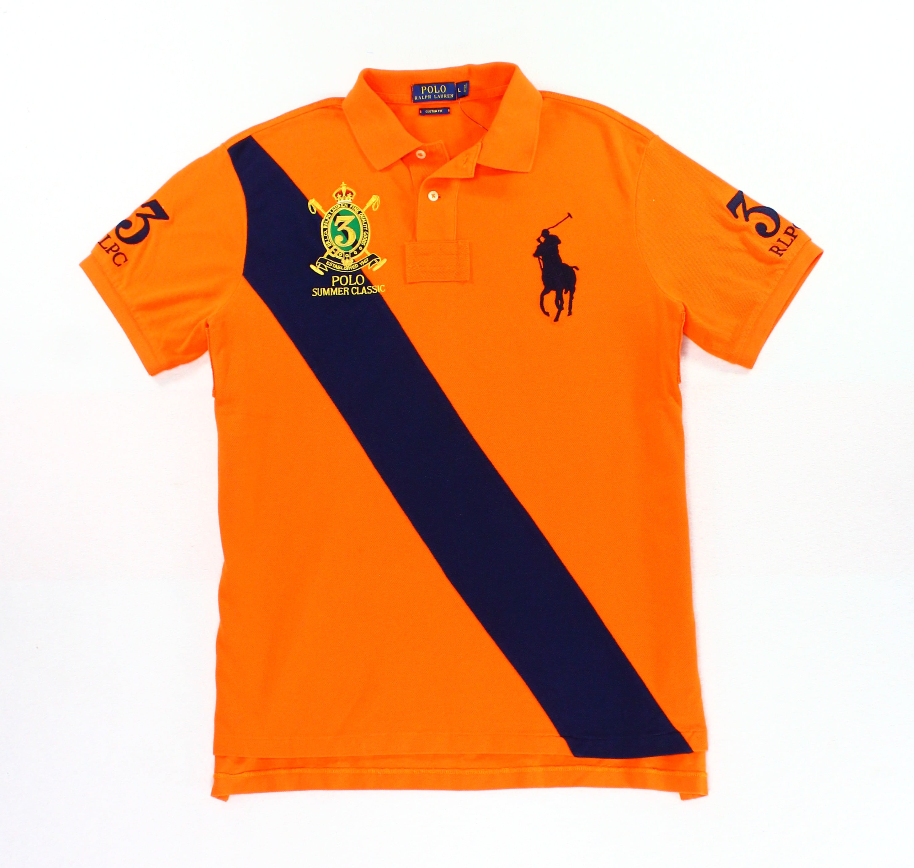 Polo Ralph Lauren - Polo Ralph Lauren NEW Orange Mens Size Large L Colorblock Polo Shirt