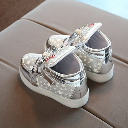 

yinguo toddler baby fashion sneakers star luminous child casual colorful light shoes sliver 27