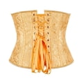 thumbnail image 3 of Krdevn Women's Jacquard Underbust Corset, Front Busk Boned Waist Cincher, Retro Waist Trainer Bustier for Dress Layering Party,Gold, 3 of 5