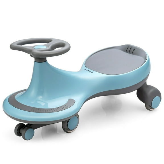 Gymax Wiggle Car Ride-on Toy w/ Flashing Wheels for Toddlers & Kids Blue