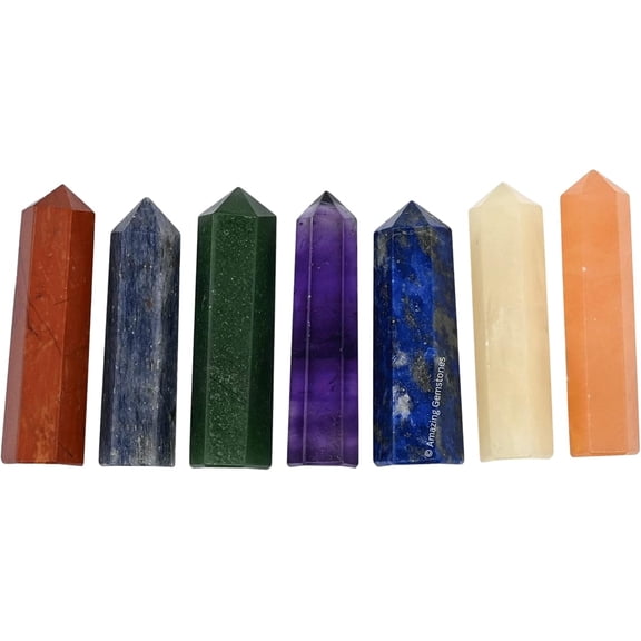 7 Chakra Crystal Points, Healing Crystals for Crafts, Crystal Grid, DIY Work (Pack of 3)