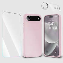 3-in-1 Entronix Bundle designed for iPhone 17 Air, Liquid Silicone Case, Tempered Glass, Camera Lens