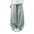 thumbnail image 2 of QUINDOS Wide Leg Pants for Women 2024 Long High Waisted Casual Pants Cotton Linen Pull on Loose Trousers, 2 of 6