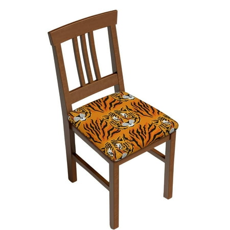 

Square Chair Cushions Cover Tiger Elastic Office Chair Cover for Dining Chairs with Ties and Removable Cover Desk Chair Seat Cushion Protectors set of 6