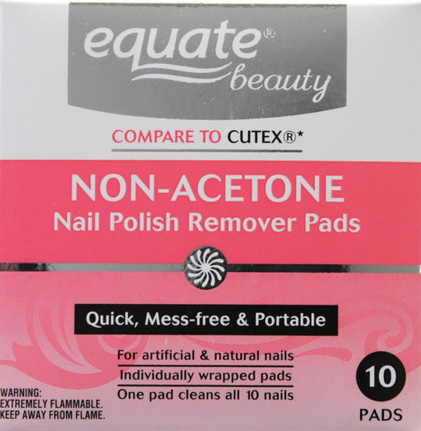 Equate Beauty Non-Acetone Nail Polish Remover Pads, 10 Ct 