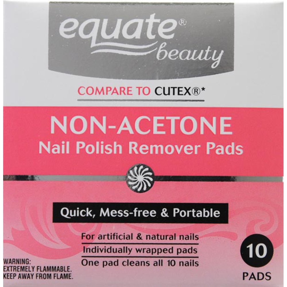 Equate Beauty NonAcetone Nail Polish Remover Pads, 10 Ct