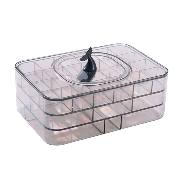 Caja de almacenamiento de joyas acrílica con múltiples compartimentos, organizador de uñas transparente para manualidades, caja de almacenamiento B Yinane Joyero