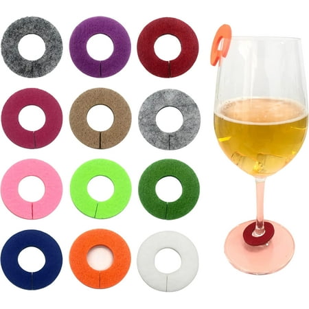 

72 Pcs Felt Wine Glass Charms Flat Round Wine Identification Markers for Bar Party Martinis Cocktail Champagne Stem Glasses